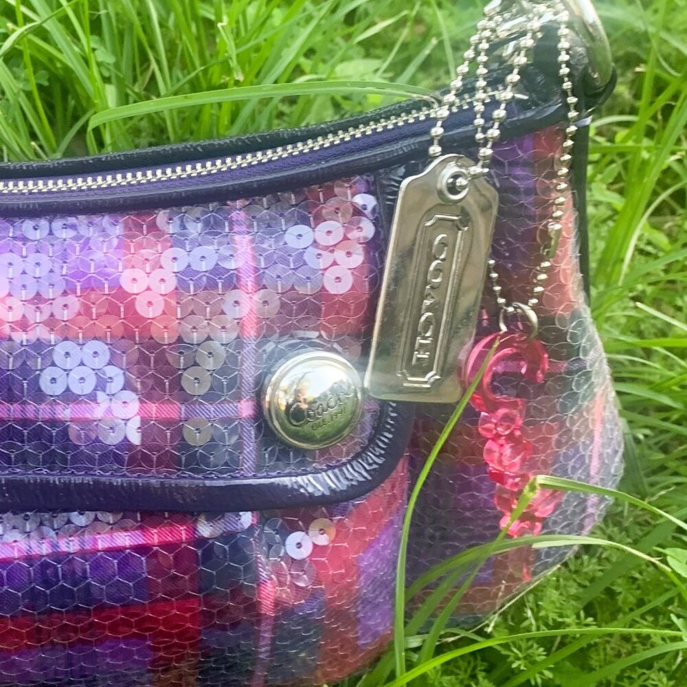 COACH POPPY SEQUIN TARTAN GROOVY BAG MULTI COLOR - Picture 3 of 16